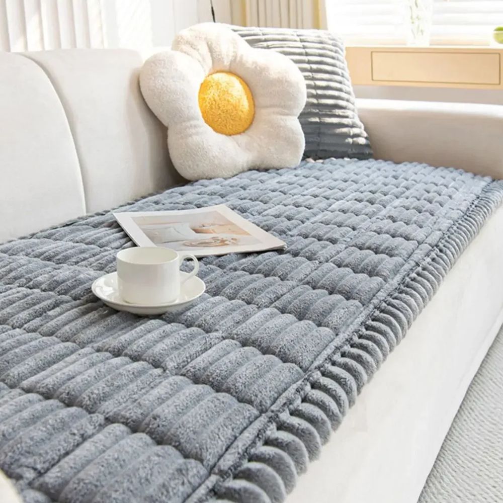 Polyester Sofa Slipcover with Anti Slip Backing and Machine Washable Fabric, Striped Pattern