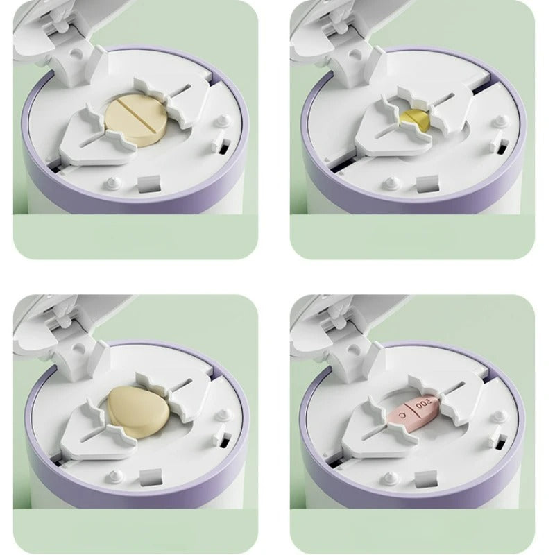 Pill Splitter with Stainless Steel Blade and Storage Compartments