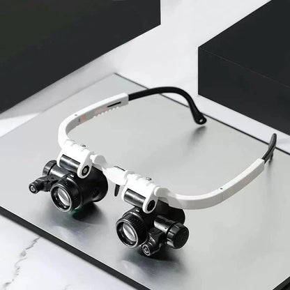 Head Mounted Magnifier with Dual LED Lights and Interchangeable Lenses, 8x 15x 23x