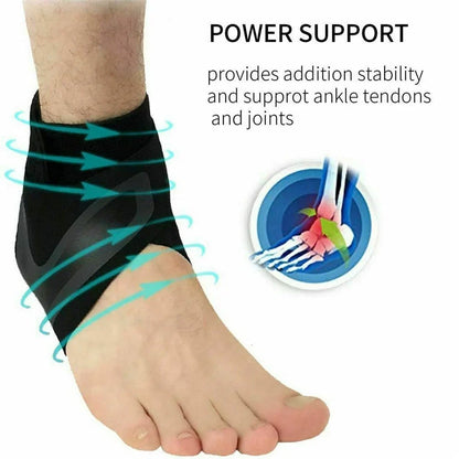 Adjustable Ankle Support Sleeve with Neoprene Compression and Strap System