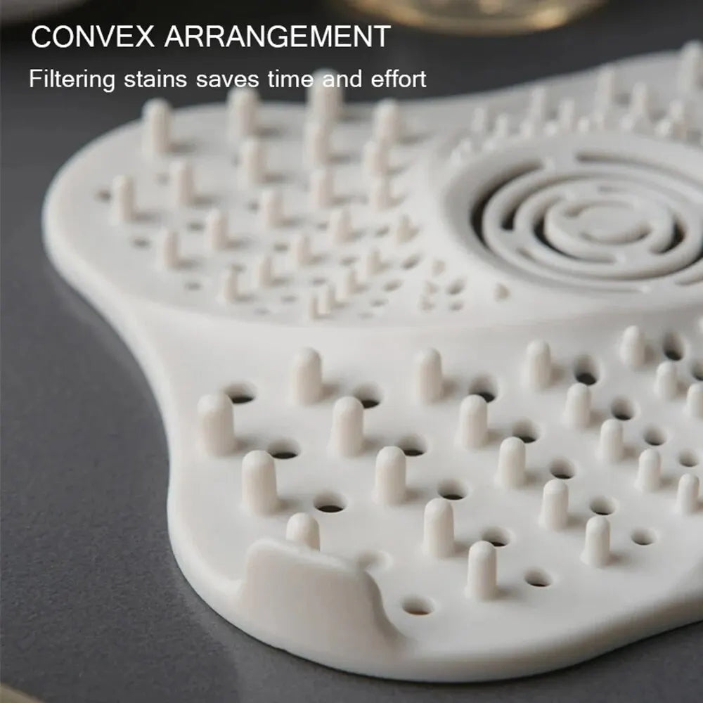 Shower and Sink Drain Hair Catcher with Spiral Ridge Pattern and Suction Cups