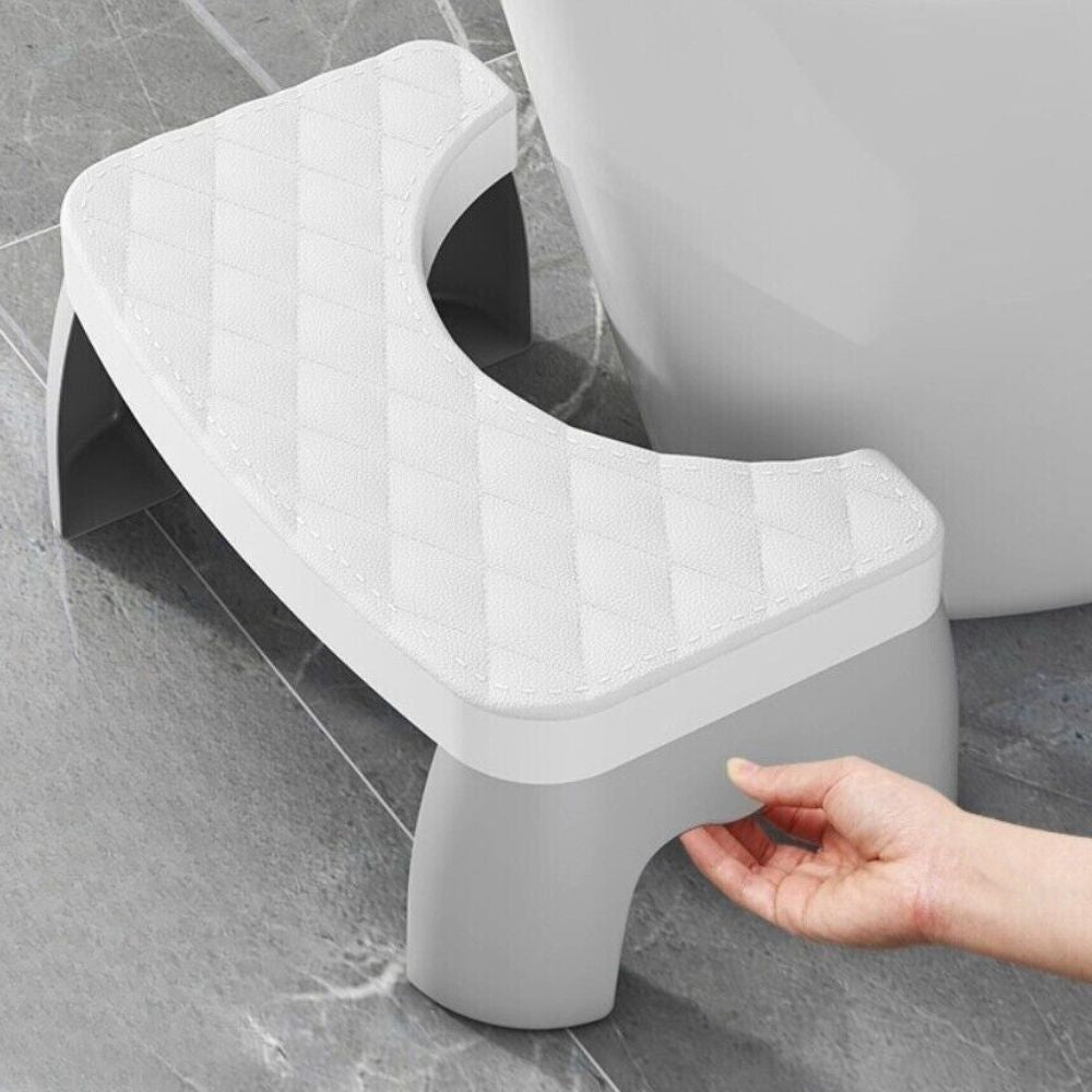 Toilet Squat Stool with Textured Non-Slip Top and Rubber Grips, Compact Design