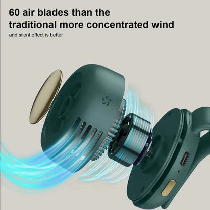 Wearable Clip Fan with Bladeless Motor and Dual Wear Options, 23-Hour Runtime