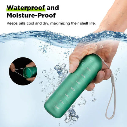 Aluminum Weekly Pill Organizer with Silicone Seals and Stackable Compartments