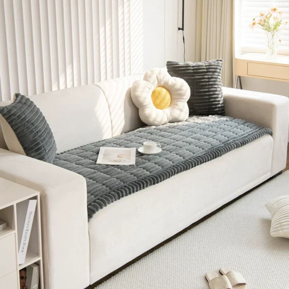 Polyester Sofa Slipcover with Anti Slip Backing and Machine Washable Fabric, Striped Pattern