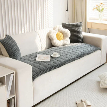 Polyester Sofa Slipcover with Anti Slip Backing and Machine Washable Fabric, Striped Pattern