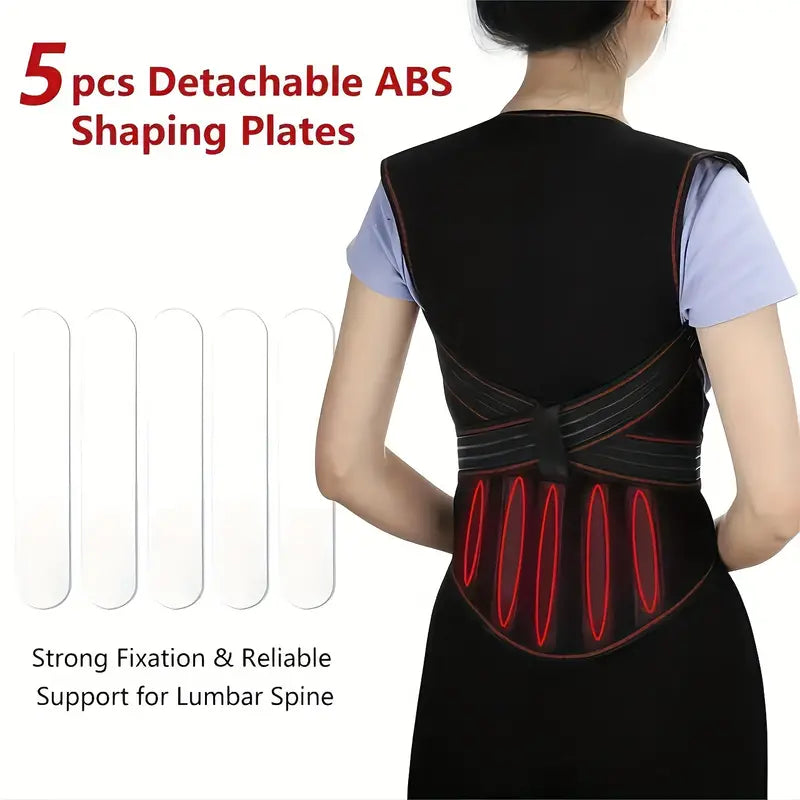 Magnetic Lower Back Support Brace with Removable Plates and Adjustable Straps