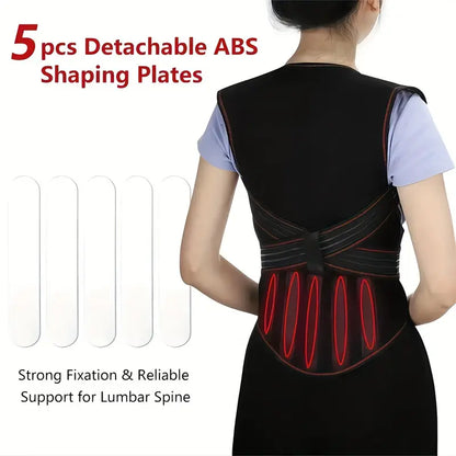 Magnetic Lower Back Support Brace with Removable Plates and Adjustable Straps