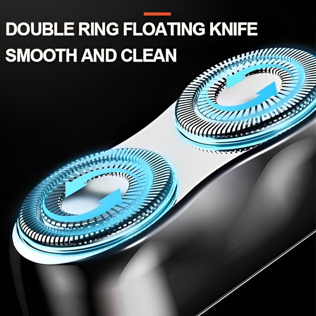 Dual Rotary Electric Shaver with Curved Blade Screens and Quiet Motor, Waterproof