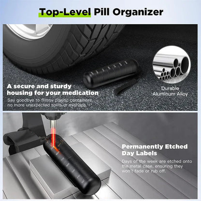 Aluminum Weekly Pill Organizer with Silicone Seals and Stackable Compartments