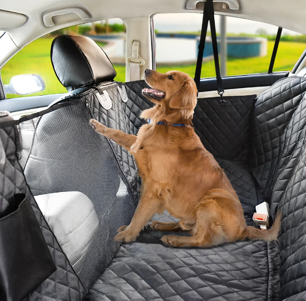 Waterproof Dog Car Seat Hammock with Mesh Window and Zippered Side Panels