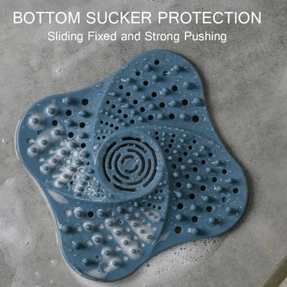 Shower and Sink Drain Hair Catcher with Spiral Ridge Pattern and Suction Cups