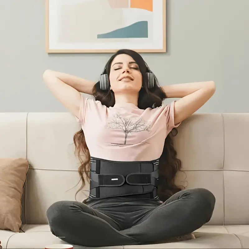 Lumbar Support Brace with Dual Foam Pads and Adjustable Aluminum Strips