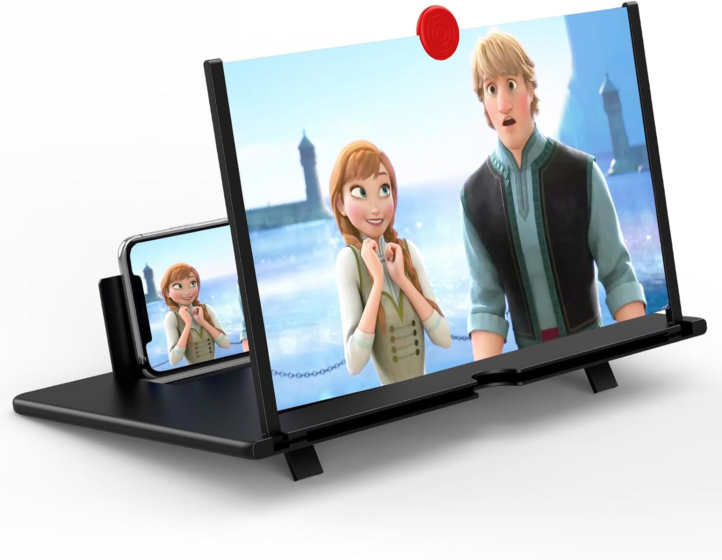 Phone Screen Magnifier with 4X Optical Lens and Adjustable Stand for Movies and Gaming