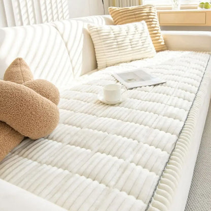 Polyester Sofa Slipcover with Anti Slip Backing and Machine Washable Fabric, Striped Pattern