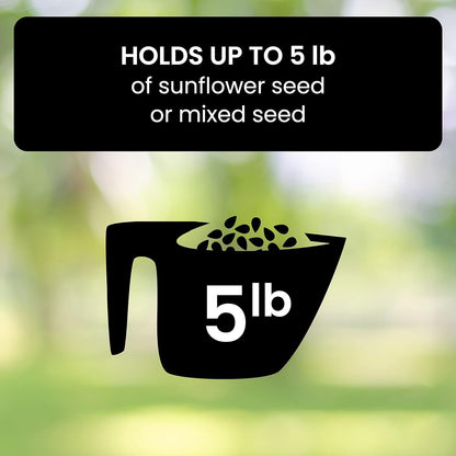 Hanging Bird Feeder with Weight-Activated Spinning Perch and Metal Construction