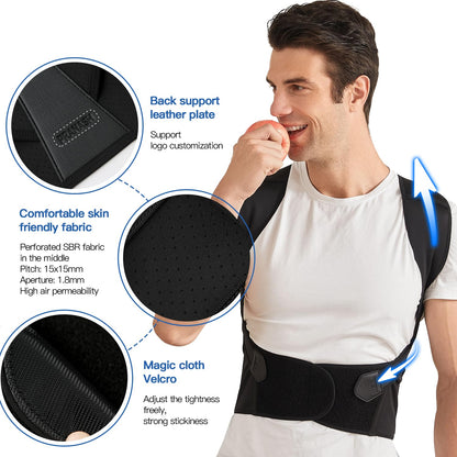 Posture Corrector Brace with Adjustable Cross Straps and Breathable Support