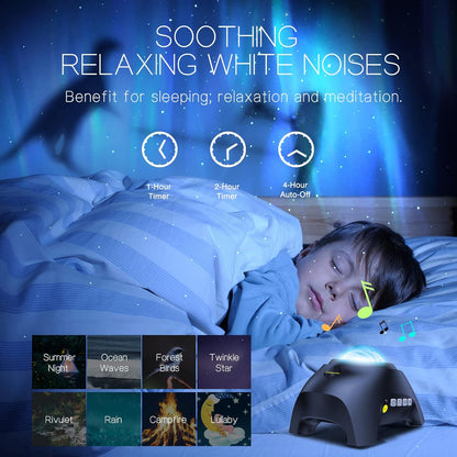 Star and Aurora Light Projector with Dual Lens and Music Sync, Remote Control