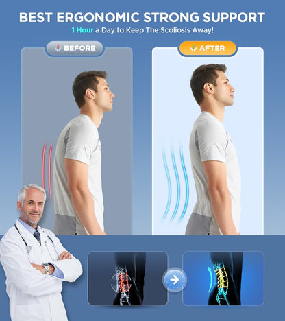 Lumbar Support Brace with Dual Foam Pads and Adjustable Aluminum Strips