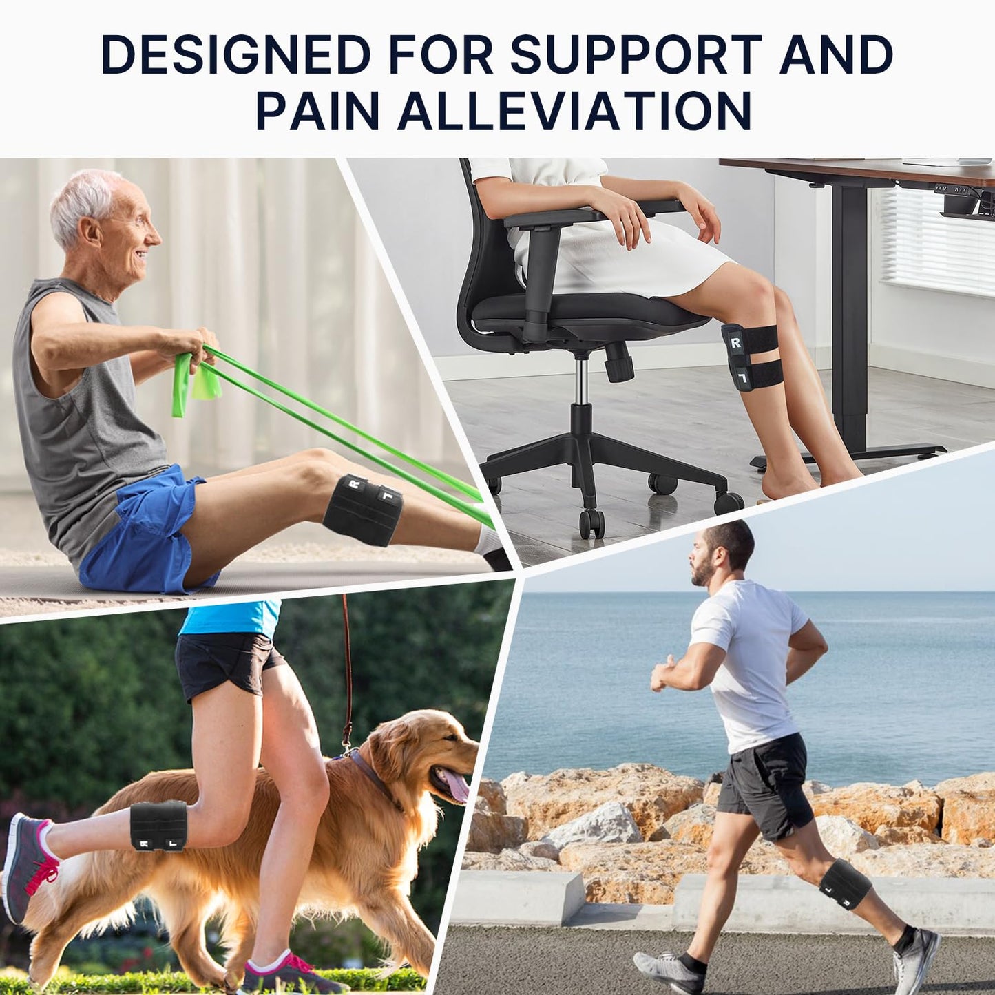 Knee Brace with Dual Silicone Pads and Stainless Steel Support Bars for Sciatica