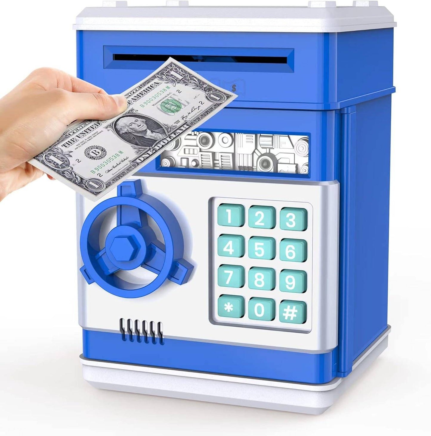 Electronic Piggy Bank with Automatic Bill Detection and Password Lock, Dual Language Audio