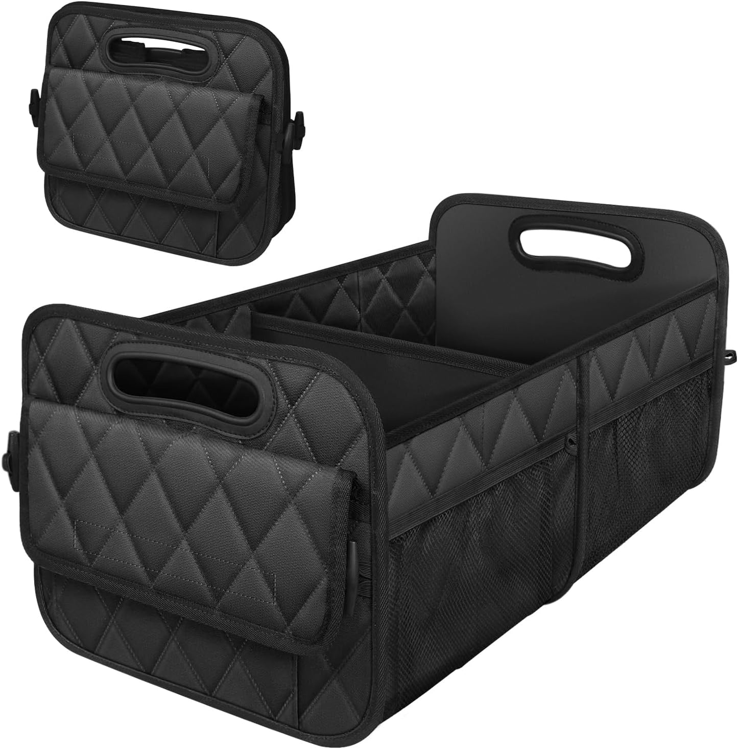 Foldable Car Trunk Organizer with Adjustable Compartments and Grip Bottom, 50L Capacity
