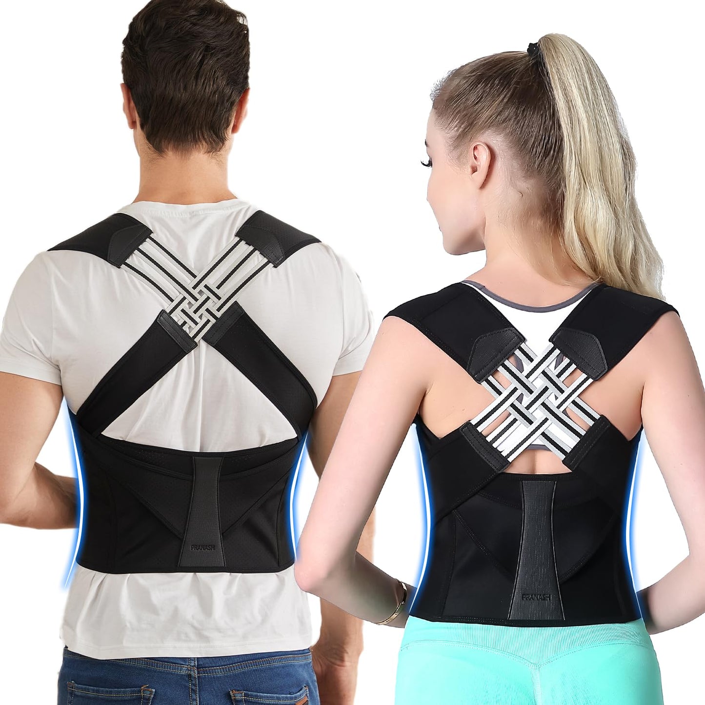 Posture Corrector Brace with Adjustable Cross Straps and Breathable Support