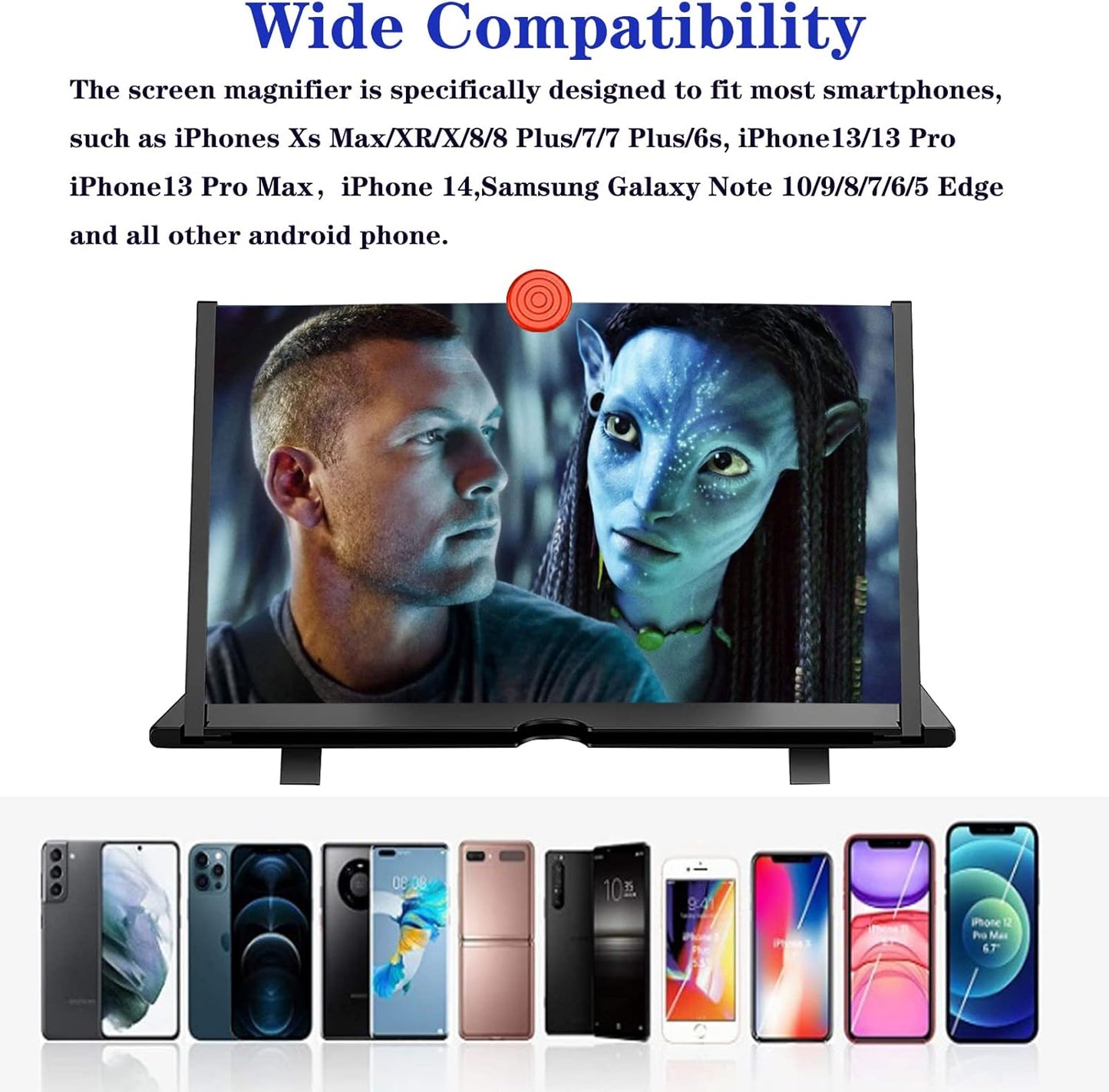 Phone Screen Magnifier with 4X Optical Lens and Adjustable Stand for Movies and Gaming