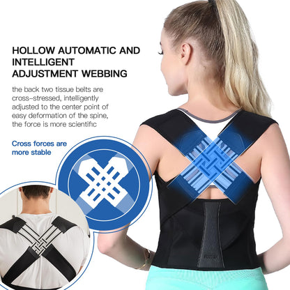 Posture Corrector Brace with Adjustable Cross Straps and Breathable Support