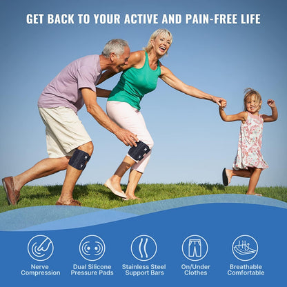 Knee Brace with Dual Silicone Pads and Stainless Steel Support Bars for Sciatica