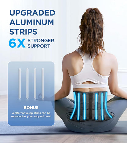 Lumbar Support Brace with Dual Foam Pads and Adjustable Aluminum Strips