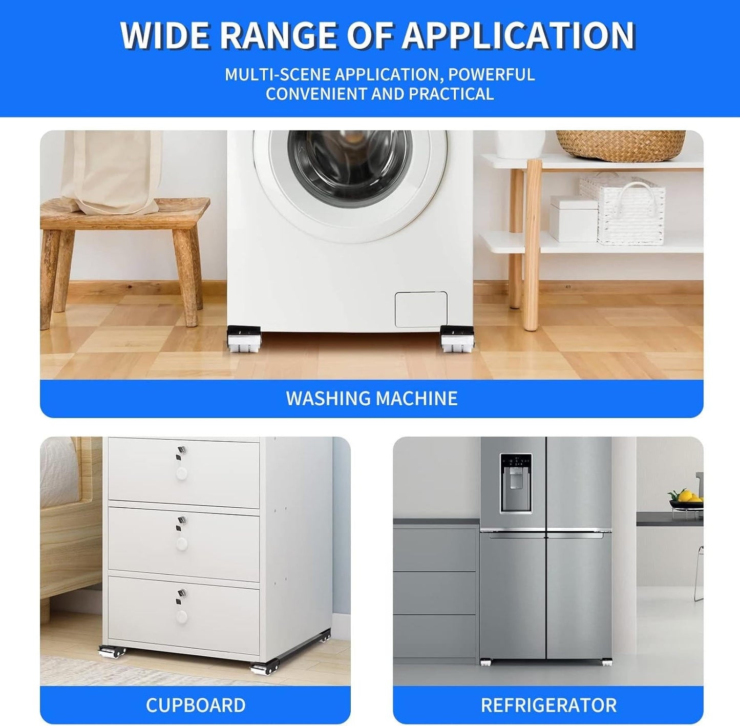 Adjustable Appliance Roller with Dual Brake Locks and 24-Wheel Design, 661lb Capacity