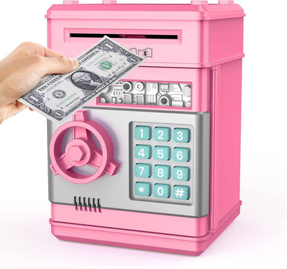 Electronic Piggy Bank with Automatic Bill Detection and Password Lock, Dual Language Audio