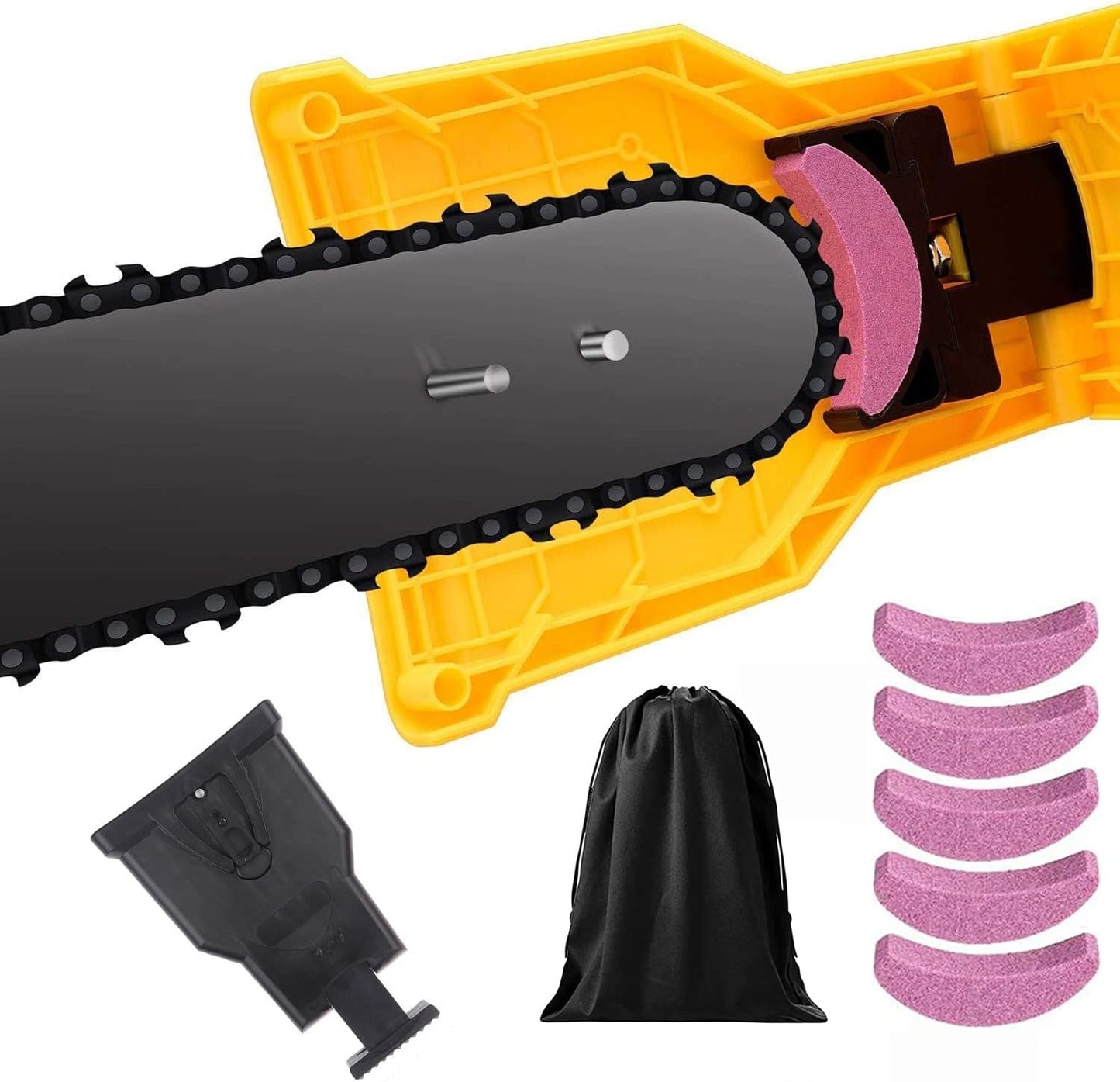 Portable Chainsaw Sharpener with Built-in Stone and Bar Clamp for 14-20in Bars