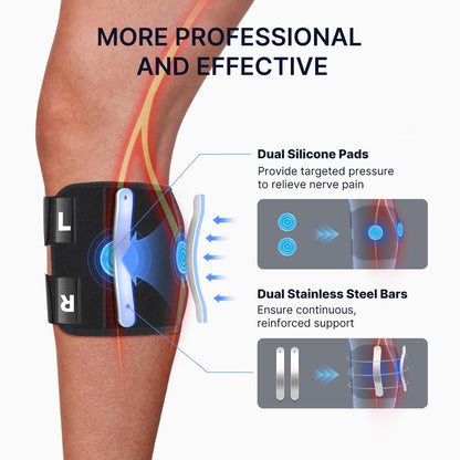 Knee Brace with Dual Silicone Pads and Stainless Steel Support Bars for Sciatica