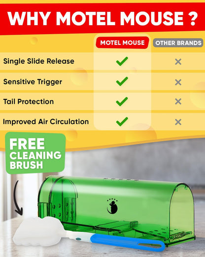 Live Catch Mouse Trap with Clear Viewing Window and Pivot Door, 4-Pack