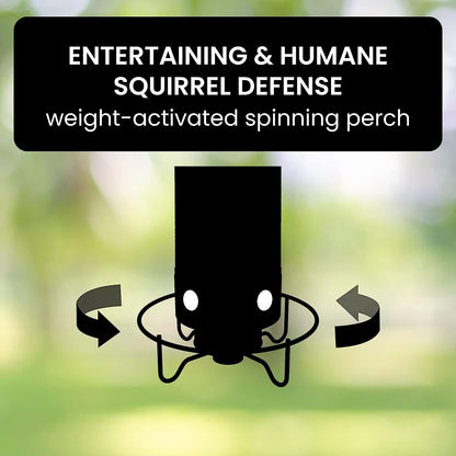 Hanging Bird Feeder with Weight-Activated Spinning Perch and Metal Construction