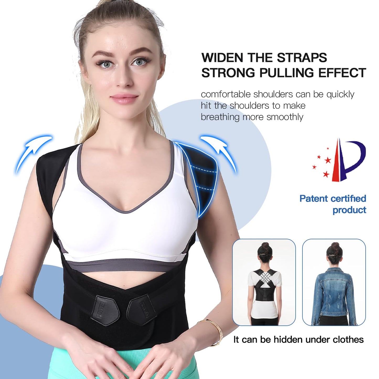 Posture Corrector Brace with Adjustable Cross Straps and Breathable Support