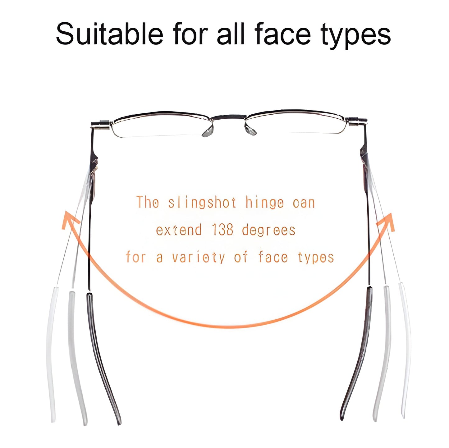 Foldable Reading Glasses with Stainless Steel Frame and Spring Hinge, Slim Case