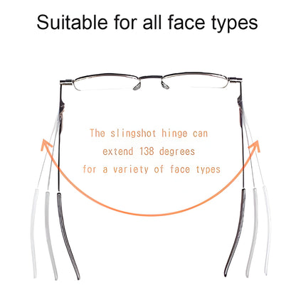 Foldable Reading Glasses with Stainless Steel Frame and Spring Hinge, Slim Case