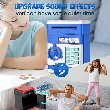 Electronic Piggy Bank with Automatic Bill Detection and Password Lock, Dual Language Audio