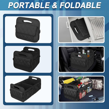 Foldable Car Trunk Organizer with Adjustable Compartments and Grip Bottom, 50L Capacity