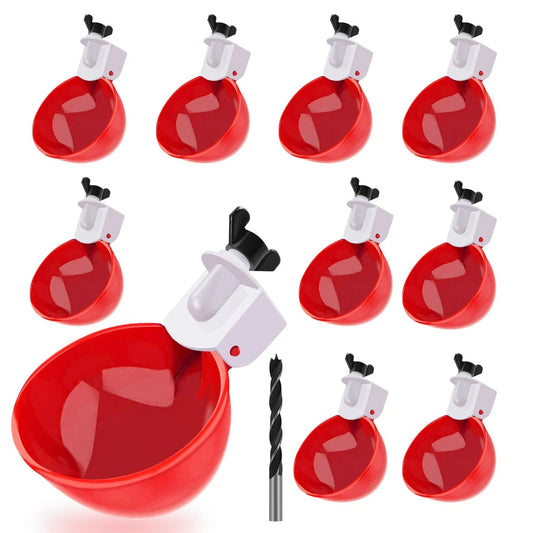 Automatic Gravity Chicken Waterer with Spring Valve and Dual Seals, 10-Pack