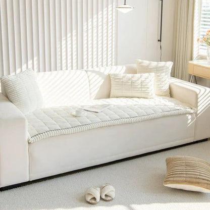 Polyester Sofa Slipcover with Anti Slip Backing and Machine Washable Fabric, Striped Pattern