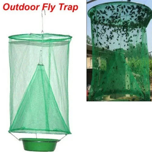 Reusable Fly Trap for Barns and Livestock with Wire Funnel Entry and Natural Bait System
