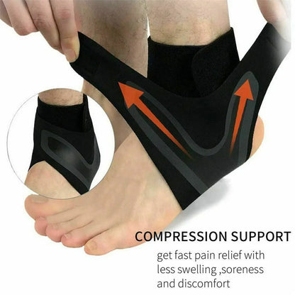 Adjustable Ankle Support Sleeve with Neoprene Compression and Strap System