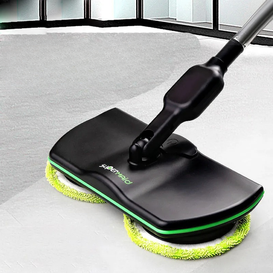 Electric Spin Mop with Dual Motors and Rotating Head, 4 Washable Pads