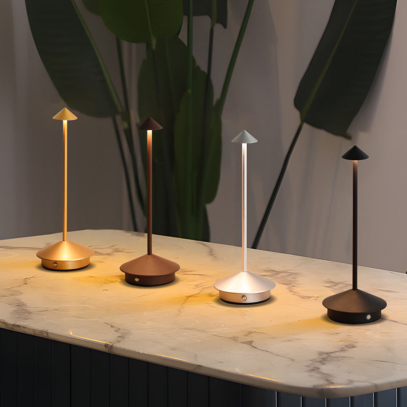 Rechargeable LED Table Lamp with Touch Dimming and Weather Resistant Build