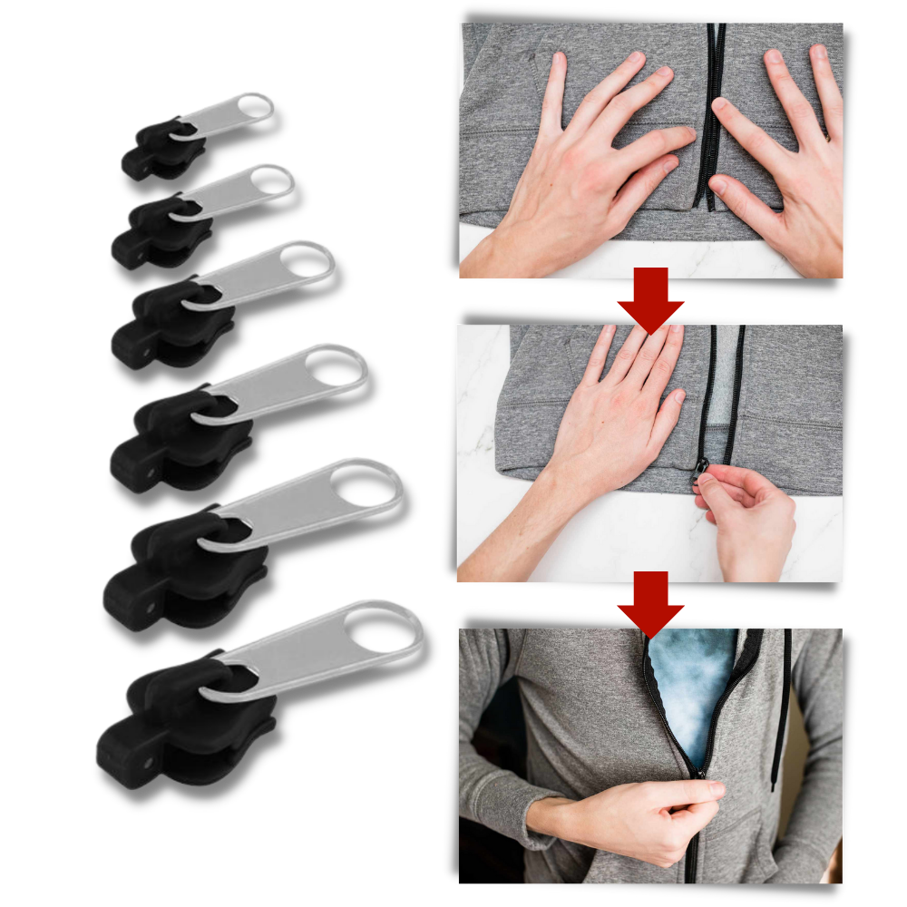 Zipper Slider Replacement Kit with Aluminum Construction and Tool-Free Installation, 6 Sizes
