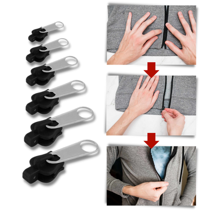 Zipper Slider Replacement Kit with Aluminum Construction and Tool-Free Installation, 6 Sizes